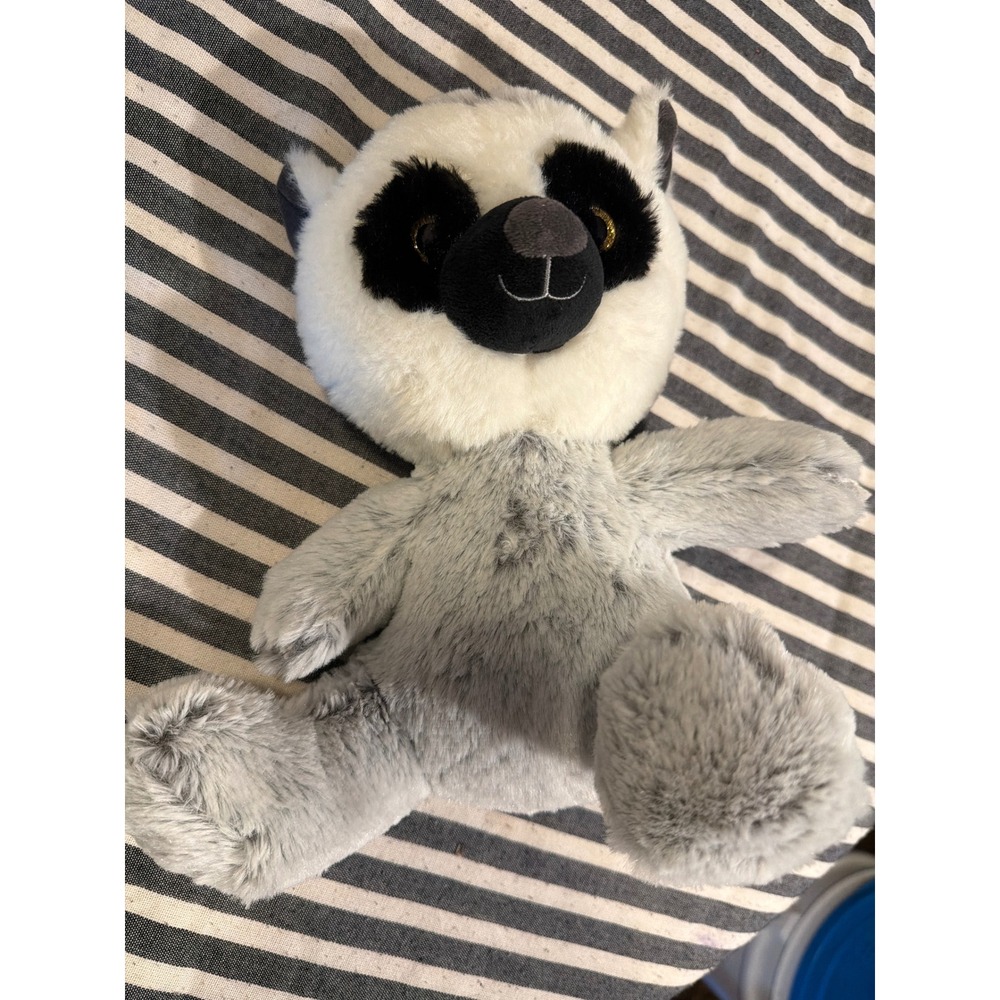 Hug & Luv Lemur Plush Stuffed Animal Grey White Striped Tail Wildlife Toy